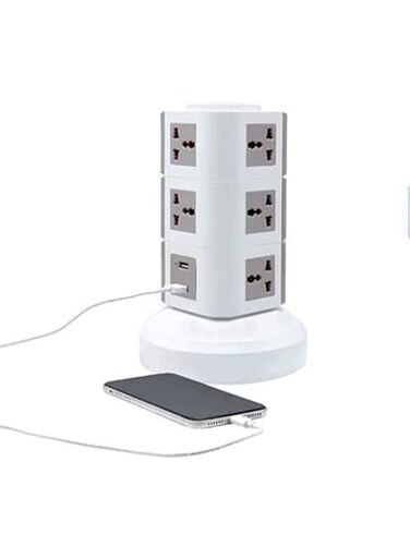 Generic 3 Layer Multi Socket 220V Tower Extension Electrical Outlet Lead With USB Ports 3M Cord And Uk-Plug Power Strip Multi Charging Station