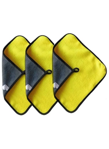 Generic 3 Pieces 30*30Cm Car Care Cleaning Drying Cloth Wax Polishing Sponge/Cloth/Brush Kitchen Washing Towel Car Wash Tool