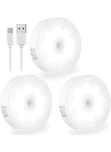 Generic 3 Pieces USB Rechargeable LED Night Lights Stick-Anywhere Hallway Closet Stairs Bathroom Bedroom Kitchen Wireless Lighting