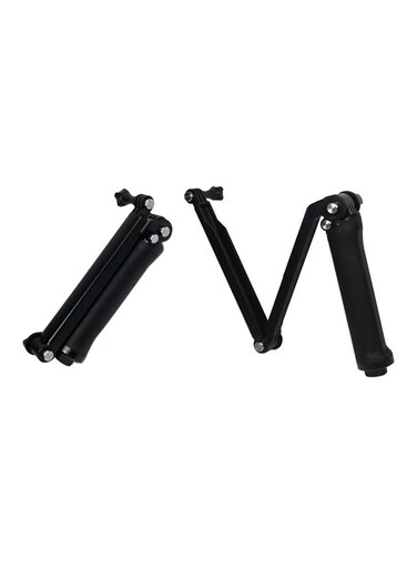 حامل أحادي القوائم قابل للطي ثلاثي الاتجاهات للتصوير الذاتي، متوافق مع كاميرات GoPro Hero 4 و 3 و 2، باللون الأسود.