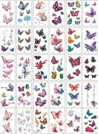 Generic 30 Sheets DIY Butterfly Temporary Tattoo Fashion Designs For Body