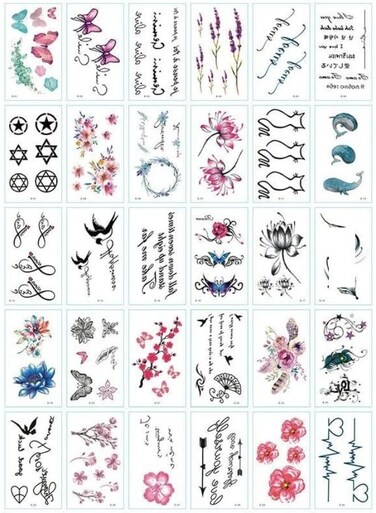 Generic 30 Sheets DIY Temporary Tattoo Fashion Designs For Body