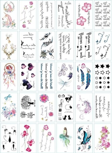 Generic 30 Sheets DIY Temporary Tattoo Fashion Designs For Body