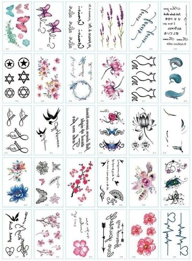 Generic 30 Sheets DIY Waterproof Temporary Tattoo Fashion Designs For Body