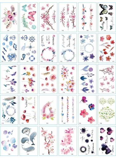 Generic 30 Sheets DIY Flower Temporary Tattoo Fashion Designs For Body