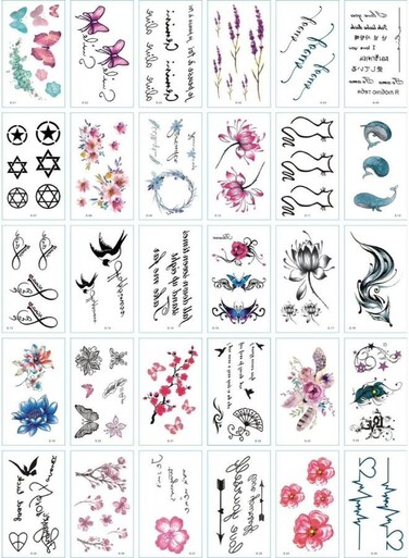 Generic 30 Sheets DIY Temporary Tattoo Fashion Designs For Body