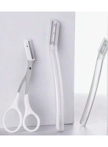 Generic 3-Piece Clear Eyebrow Trimmer Set For Beginners, Portable Facial Hair Removal Tool