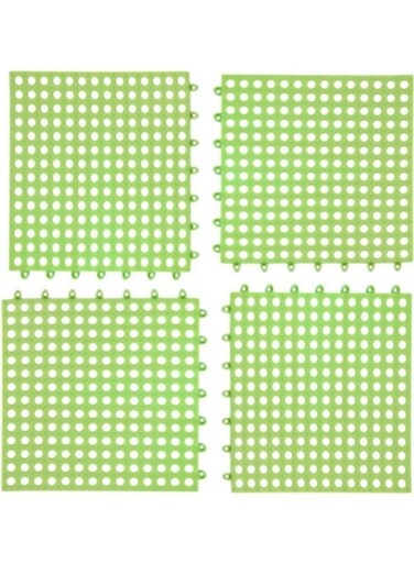 مجموعة من 4 قطع من سجادات الحمام المربعة غير القابلة للانزلاق، مصنوعة من مادة PVC، باللون الأخضر، مقاس 30 × 8 × 30 سم
