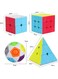 Generic 4 Pieces Speed Cube Set, Speed Cube Bundle Of 2X2 3X3 Pyramid Cube And Magic Rainbow Ball Smoothly Magic Cubes Collection For Kids