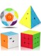 Generic 4 Pieces Speed Cube Set, Speed Cube Bundle Of 2X2 3X3 Pyramid Cube And Magic Rainbow Ball Smoothly Magic Cubes Collection For Kids