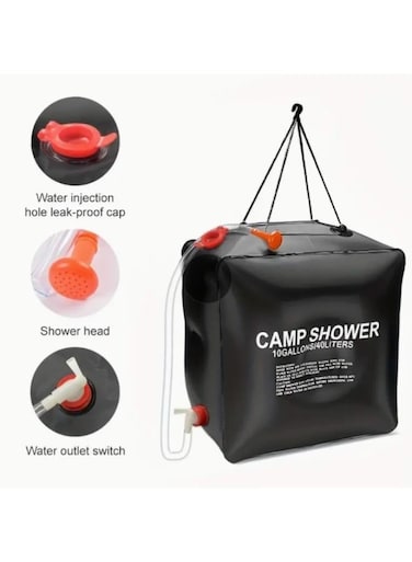 Generic 40L Portable Camping Shower Bag Hot Water Solar Shower Bag Heating With Shower Head And On-Off Switchable For Travel Camping