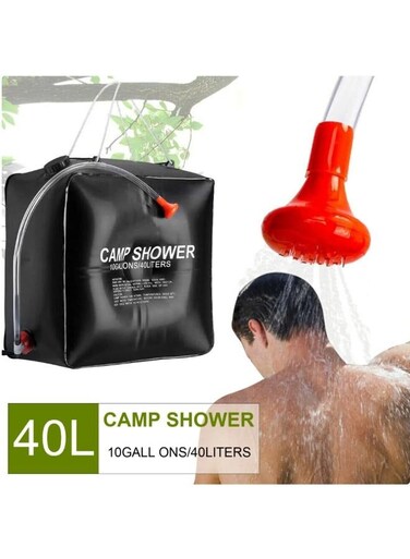 Generic 40L Solar Heating Shower Bag Portable Camping Shower Bag With Removable Hose Shower Head Travel Shower Bag For Camping Outdoor Activities Hiking Swimming Beach
