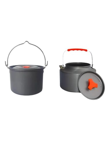 Generic 4L Compact Camping Cookware Pot With 2L Teapot Kettle For Outdoor Activities Good For 4-6 Persons