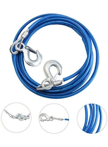 حبل سحب طوارئ فولاذي عام بطول 4 أمتار للسيارات مزود بخطاف