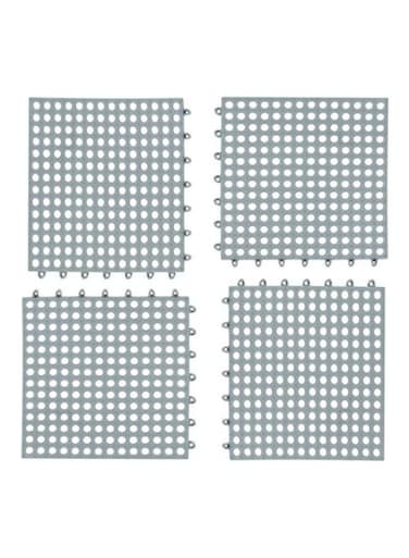 طقم سجاد حمام مانع للانزلاق مكون من 4 قطع، لون رمادي