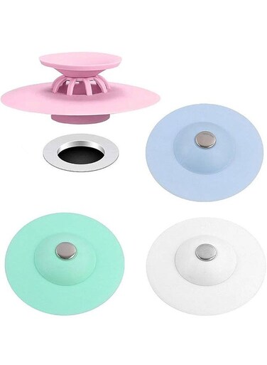 Generic 5 Pcs Random Colors Kitchen Sewer Odor Proof Sealing Silicone Flying Saucer Shaped Floor Drain Cover Bathroom Bounce Type Anti Clogging Plastic Sink Filter Element