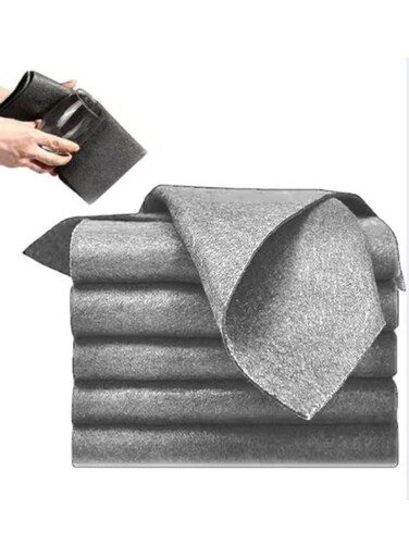 مجموعة من 5 قطع قماش تنظيف سحرية سميكة متعددة الاستخدامات، مقاس 30 × 30 سم، عالية الامتصاص وخالية من الوبر