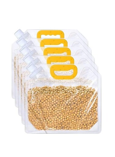 Generic 5 Pieces Kitchen Storage Bag Grains Rice Moisture Proof Sealed Bag, Grain Storage Bags Smell Proof Bags, Stand Up Pouch Bags With Portable Handle For Long Term Storage Container 20L