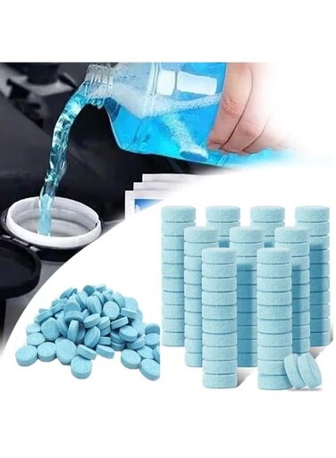 Generic 50 Pieces Windshield Washer Tablets Windshield Wiper Fluid Concentrated Glass Water Clean Tablets Solid Effervescent Window Washer Fluid