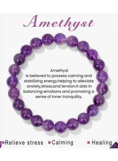 Generic 8mm Natural Stone Bracelet Elastic Beads Handmade Bracelets Inspirational Gifts With Message Card
