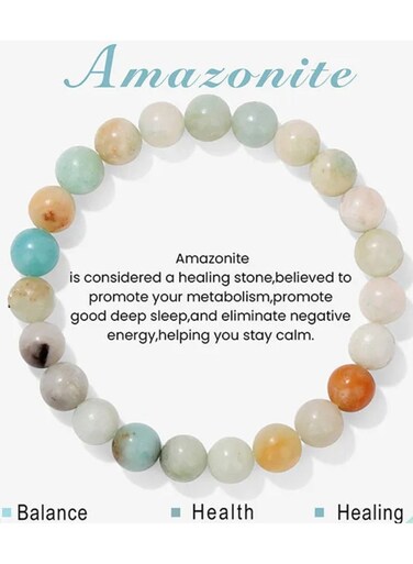 سوار من الأحجار الطبيعية 8 مم، خرز مطاطي، أساور مصنوعة يدويًا، هدايا ملهمة مع بطاقة رسالة