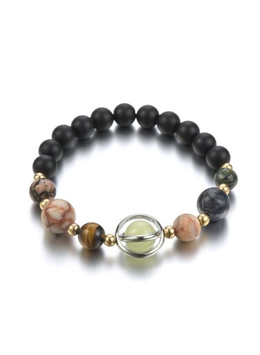 سوار مطاطي مضيء مزين بخرز حجري كاشط، مناسب للجنسين، مع علبة هدايا.