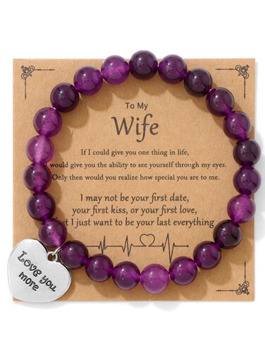 Generic Amethyst Beaded Bracelet Love And Appreciation For A Wife, Emphasizing Her Specialness And The Desire For A Lasting Relationship