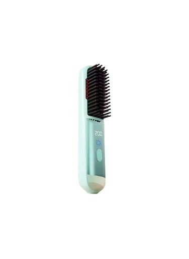 Generic Apple Green 2Nd Gen Wireless Negative Ions Hair Straightening Brush Volumizing Inward Curling Hair Tool Non - Damaging Electric Comb (Including 1 Comb 2 Clips)