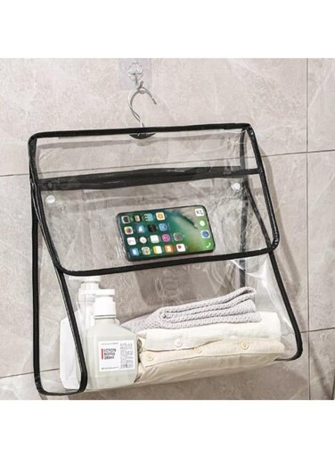 Generic Bathroom Waterproof Bag Hanging Toiletry Bag Hanging Transparent Bag Hanging Shower Clear Clothing Storage Bags Clothing Organizer PVC Wall Hanging Size: 40*37.5*12Cm