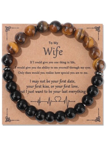 Generic Bracelet With Beaded Stones And A Sentimental Message Card For Wife
