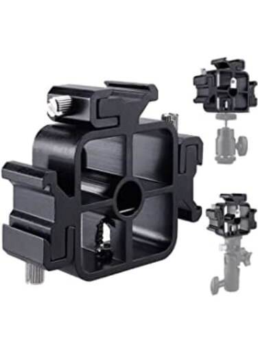 Generic Camera Hot Shoe Lamp Holder Flash Base Live Broadcast Bracket Multi-Function Standard One-Turn Three Camera Shoe Mount 1/4"-20 Tripod Screw Adapter Shoe Mount, For DSLR Camera Rig