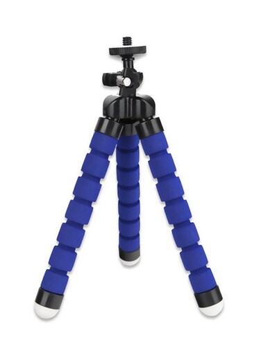 حامل ثلاثي القوائم للكاميرا مع دعامة تثبيت، لون أزرق