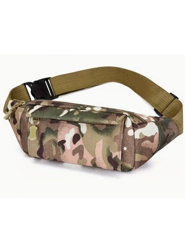 Generic Camouflage Crossbody Waist Bag With Adjustable Strap Multiple Zippered Compartments, Durable Fabric For Outdoor Sports And Compact Chest Sling Bag
