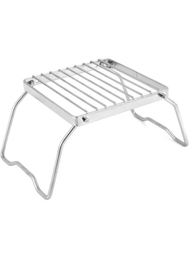 Generic Camping Grill Rack Stainless Steel Foldable Grill Stove Stand Ultralight Campfire Stand Portable Grill Grid For Camping Hiking BBQ Fishing
