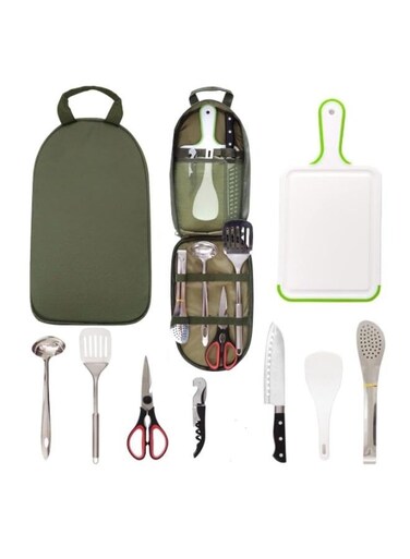 Generic Camping Kitchen Utensil Organizer Travel Set Portable BBQ Camping Cookware Stainless Steel Utensils Bl-009 Set