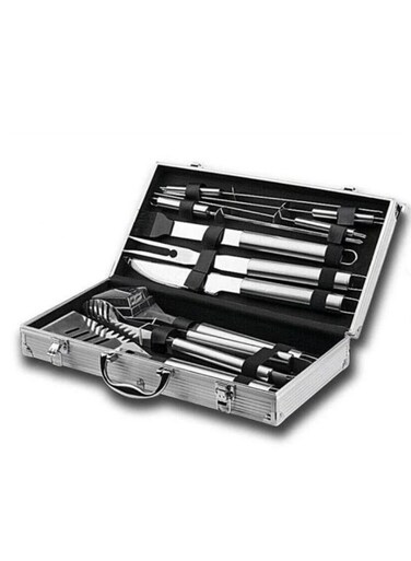 Generic Camping Outdoor Cooking Tool 10Pieces Set Stainless Steel Barbecue Tool Set Spatula Fork Tongs Knife Brush Skewers Barbecue Utensils