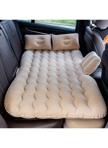 مرتبة سيارة قابلة للنفخ مصنوعة من قماش مخملي، سهلة الحمل والاستخدام، مرتبة للمقعد الخلفي مع مضخة ووسائد للأطفال للنوم والراحة والسفر والتخييم مع مضخة هواء