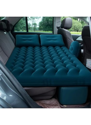 مرتبة سيارة قابلة للنفخ مصنوعة من قماش مخملي، سهلة الحمل والاستخدام، مرتبة للمقعد الخلفي مع مضخة ووسائد للأطفال للنوم والراحة والسفر والتخييم مع مضخة هواء