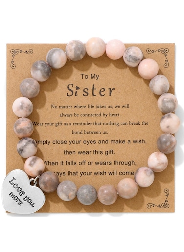 Generic Card-Mounted Stone Bead Elastic Rope Bracelet For My Sister