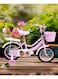 دراجة أطفال عادية مزودة بعجلات مساعدة، وسلة وردية اللون، ومقعد خلفي، وعجلات مقاس 14 بوصة، للبنات