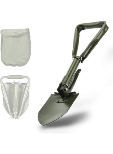 Generic Collapsible Shovel, Heavy Duty Foldable Shovel, Camping Shovel And Pickax, Military Entrenching Tool For Gardening, Camping, Mud&amp;Snow, Off Road, Portable Car Emergency Kit Bs-303G