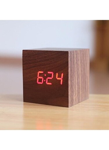Generic Cubic Wooden Digital Alarm Clock Usb/Battery Operated For Home Office