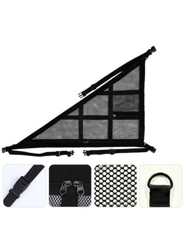 Generic Double - Layer Three - Handle Triangular Roof Net, Car Ceiling Storage Bag, Vehicle Storage Net, Car Accessories, Black Color