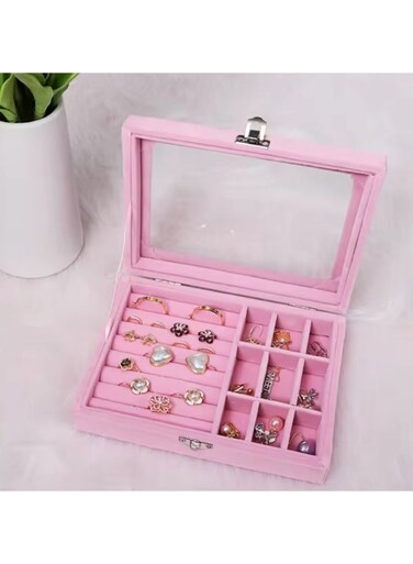 Generic Dustproof Luxury Organizer For Jewelry Elegant Tabletop Display Case With Secure Clasp Closure, Jewelry Gift Box, Classic Design, Velvet Lined Interior