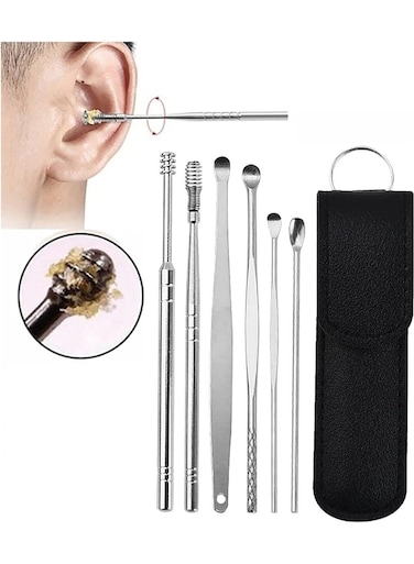 Generic Ear Wax Remover Kit Earwax Cleaner Tool Set 6-In-1 Ear Cleaner Reusable Ear Pick Tools Earwax Removal Kit With Storage Bag For Children &amp; Adults