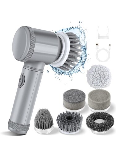 جهاز تنظيف كهربائي عام، جهاز تنظيف كهربائي محمول باليد، جهاز تنظيف بقوة حصانية كما رأيتموه على التلفزيون مع 6 رؤوس فرشاة، تنظيف عميق للأماكن الضيقة