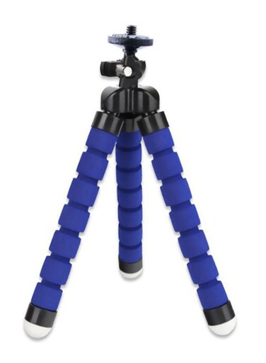 حامل ثلاثي القوائم مرن المفاصل على شكل أخطبوط إسفنجي للكاميرات الرقمية، أزرق/أسود