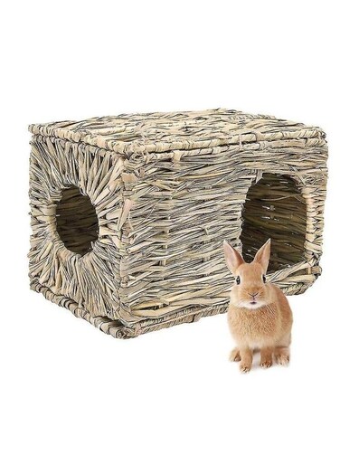 Generic Grass House For Rabbit Hand Crafted Natural Grass Foldable Bed Hut