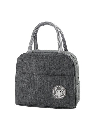 حقيبة غداء رمادية اللون، معزولة حرارياً - حافظة طعام حرارية محمولة مزودة برقائق ألومنيوم، حقيبة غداء قابلة لإعادة الاستخدام للعمل والمدرسة، حقيبة تبريد للوجبات