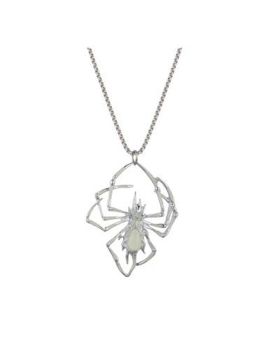 Generic Green Light, Glow In The Dark Spider Necklace For Men Hip Hop Cool Gothic Pendant Unique Fashion Gift With Gift Box Packaging